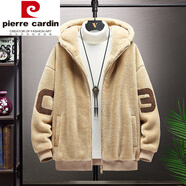 皮爾卡丹（pierre cardin）加肥加大羊羔絨棉.衣外套男冬季加厚寬松潮牌棉服休閑保暖棉.襖 駝色[加絨] 加厚 4XL 170-200斤