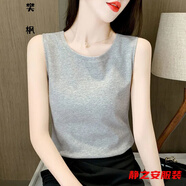 瑪菲萱吊帶背心女外穿內(nèi)搭無袖打底衫上衣背心女夏季坎肩背心女彈力可外 一件裝：坎肩背心【灰色】 XL 110-125斤