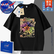 NASA ABOUT官方聯(lián)名jojo的奇妙冒險(xiǎn)動(dòng)漫日系空條承太郎短袖體恤男女情侶 黑色-N1232-jojo XL (正版高質(zhì)量)