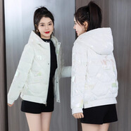 AEMAPE亮面免洗羽絨棉服棉衣女短款修身顯瘦冬天外套2025新款流行小棉襖 白色 3XL 145-160斤