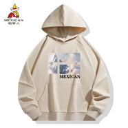 稻草人（MEXICAN）衛(wèi)衣男春秋潮牌寬松休閑連帽衫男士百搭時尚印花上衣服 卡其 L