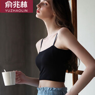 俞兆林吊帶背心女外穿帶胸墊學(xué)生短款上衣內(nèi)搭美背打底文胸一體抹胸內(nèi)衣 平口小吊帶-黑色1件 均碼 （80-135斤）