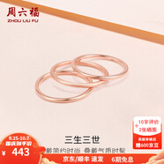 周六福（ZLF）  18K金戒指女三生三世彩金素圈戒指玫瑰金尾戒生日T 15號(hào) -光面
