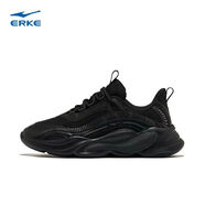 鴻星爾克（ERKE）運(yùn)動(dòng)跑步鞋男秋冬季輕便厚底耐磨休閑鞋青年減震增高面包鞋老爹鞋 正黑/碳灰 44