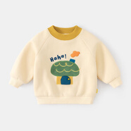 嘟嘟家寶寶衛衣冬裝兒童冬季衣服男童卡通加厚上衣女童保暖童裝冬款vip 奶杏色 80