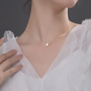 GOLDO JEWELRYs925純銀心形項(xiàng)鏈女韓版小清新甜美鑲鉆愛心盒子鏈?zhǔn)缗?白金色 925銀