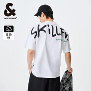 杰克·瓊斯（JACK&JONES）25年男裝春夏重磅純棉寬松休閑多色短袖T恤男小眾個(gè)性上衣情侶款 A06本白色 3XL