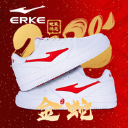 鴻星爾克（ERKE）男鞋夏季小白鞋男厚底板鞋低幫情侶運動(dòng)鞋空軍一號休閑輕便滑板鞋 正白/大學(xué)紅【女款】 35