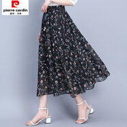 皮爾卡丹雪紡半身裙中長款女夏韓版復(fù)古印花跳舞仙女裙高腰大碼沙灘長裙女 花色6 均碼 80-150斤