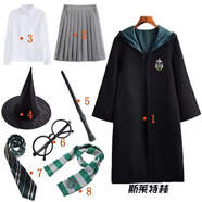 梓嘉福小朋友魔法袍披風(fēng)哈利波特COS服霍格沃茨巫師袍兒童格蘭芬多校服P 斯萊特林八組合（女） L