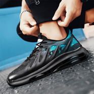 花花公子男鞋夏季透氣運動(dòng)鞋男飛織網(wǎng)面鞋軟底氣墊百搭休閑跑步鞋子男200 戰WPL1612835黑綠 39