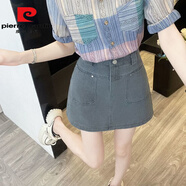 皮爾卡丹2025夏季新款設計感短袖襯衫搭配A字牛仔裙小個(gè)子夏裝搭配一整套 單件短裙 【單件】 M