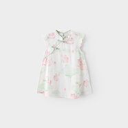 巴厘小豬女童短袖連衣裙夏季薄款小女孩公主裙兒童國風(fēng)衣服夏 荷塘之約 120 cm