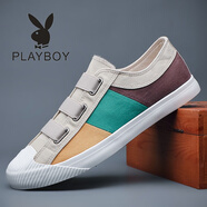 花花公子（PLAYBOY PHYSICAL）帆布鞋男鞋春夏季透氣休閑鞋大碼老北京布鞋男士一腳蹬板鞋軟底 卡其色 43
