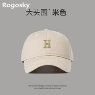 Rogosky專(zhuān)柜潮牌帽子男女通用顯臉小棒球帽春夏季戶(hù)外遮陽(yáng)防曬韓版鴨舌帽 米白色 標(biāo)準(zhǔn)碼（55-59cm）