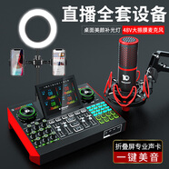 十盞燈 G10麥克風(fēng)聲卡G20套裝手機(jī)電腦通用抖音快手主播直播K唱歌喊麥帶貨專業(yè)錄音變聲變音器設(shè)備全套裝 【專業(yè)48V】P10大振膜麥+G10+美顏補(bǔ)光燈