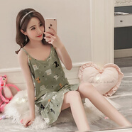 歌佰芬吊帶睡裙女夏季棉質(zhì)吊帶裙夏天睡衣女士性感甜美少女連體衣中長(zhǎng)裙 Y2014 L （100-120斤）