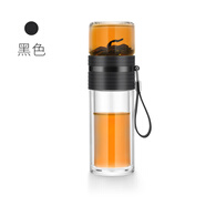 尚明（SAMADOYO）茶水分離杯泡茶杯雙層耐熱隨身玻璃茶杯男女便攜不銹鋼過濾杯 C001A黑色硅膠圈 6個杯子 （有提