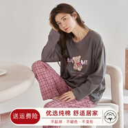馨愛百年睡衣女春秋長袖純棉韓版休閑寬松全棉女士套頭家居服可外穿套裝 QH5456 XL