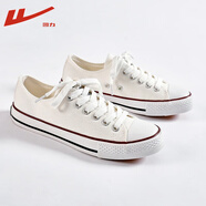 回力（Warrior）帆布鞋男經(jīng)典低幫帆布鞋子男女士韓版百搭潮流運動(dòng)休閑鞋透氣女鞋 白色-單里 42 （男生正常尺碼）
