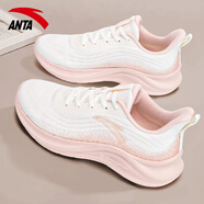 安踏（ANTA）女鞋夏季透氣網(wǎng)面跑步鞋子女新款舒適輕便減震運(yùn)動鞋戶外休閑鞋 象牙白/光暈粉-4 39