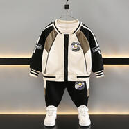 杰米熊（JMBEAR）奧特曼衣服男童春裝棒球服套裝新款帥氣男寶春秋潮酷運動外套 黑色 春秋款 150