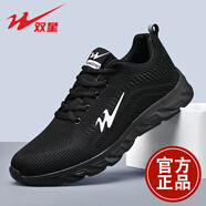 雙星名人（F-MAN）品牌斷碼男鞋運(yùn)動(dòng)鞋男款透氣輕便軟底跑步鞋男士春秋季新款網(wǎng)面鞋 純黑 66012 41