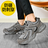 跑魚(yú)（RunningFish）勞保鞋女超輕便鋼頭女士式四季新款秋季防砸工作透氣帶鋼板鋼包頭 9988灰色【鋼頭防砸+防刺穿】 35