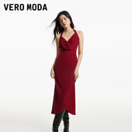 VEROMODA連衣裙2024早春新款優(yōu)雅時尚方領(lǐng)魚尾裙設(shè)計感純色約會玫瑰 郁金香裙-澳木紅色 175/92A/XL