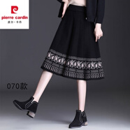 皮爾卡丹羊·毛針織半身裙女2025秋冬新款a字中長(zhǎng)款百褶裙提花高腰短裙冬裙 黑色 070 視頻展示款 2XL 125-135斤