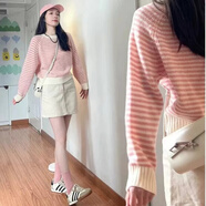 歐迪惠（Oudihui）2025秋季小清新甜美連衣裙女套裝韓版減齡條紋針織衫包臀半身裙子 針織衫+裙子 S