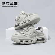 馬克華菲男鞋面包鞋運(yùn)動(dòng)板鞋男百搭小白鞋男士休閑鞋厚底鞋子 米灰色 40