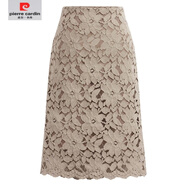 皮爾卡丹（pierre cardin）蕾絲半身裙子女春夏胖mm加肥加大碼洋氣百搭中裙子a字包臀裙200斤 卡其色 4XL 建議150-165斤