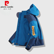 皮爾卡丹沖鋒衣男秋冬季加絨加厚三合一可拆卸兩件裝抓絨外套夾克外套情侶 男款-牛仔藍(lán) XL