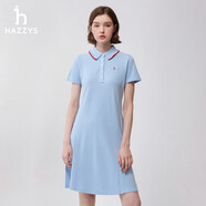 哈吉斯（HAZZYS）女裝 夏季款女士撞色領收腰甜美風連衣裙女AQWSE03BE06