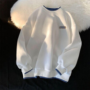 策息春夏季長(zhǎng)袖T恤衛(wèi)衣男圓領(lǐng)打底衫衣服男女情侶青少年寬松 白色 XL -建議110-130斤左右