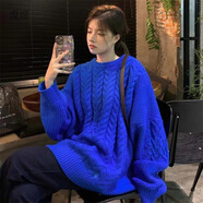 漠煜女衫洋氣冬季2023新款大版300斤大碼胖mm克萊因藍(lán)毛衣女秋冬淑女 藍(lán)色 M【80-100斤】