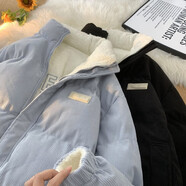 QGF兩面穿棉服女冬季加絨加厚保暖燈芯絨外套女裝面包服寬松棉衣襖子 DSA140-1-MY9315藍色 XL 【建議130-145斤】