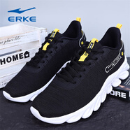 鴻星爾克（ERKE）運(yùn)動(dòng)鞋男鞋透氣網(wǎng)面鞋學(xué)生考試減震跑步鞋輕便慢跑鞋休閑旅游鞋 正黑/日光黃4094 42