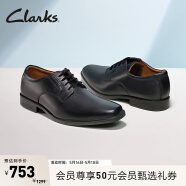 Clarks其乐泰顿系列男士德比鞋新郎鞋布洛克正装商务舒适皮鞋男百搭牛皮 黑色 261103508 （加宽楦） 39.5