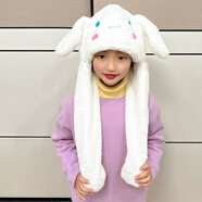 公主熊一捏耳朵會(huì )動(dòng)的帽子抖音玩具毛絨兒童兔耳朵帽子送女友會(huì )動(dòng)帽子 短款-白色玉桂狗【加厚款】 均碼【3-6歲】