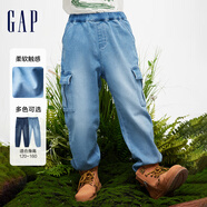 Gap男童春季洋氣工裝袋牛仔褲長(cháng)褲兒童裝890277束腳褲 淺藍色 120 cm(XS)亞洲尺碼