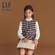 Gap【大小童同款】女童仿毛呢A字背心裙兒童裝683607 黑色格子 100cm(2-3歲)  亞洲尺碼