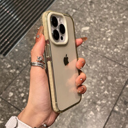 高級感簡約透明蘋果15手機殼iPhone14Promax硅膠13防摔12軟11情侶保護套xs男女xr 防撞條硅膠軟殼【伯爵金透金】 iPhone15pro