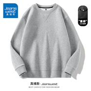 真維斯（Jeanswest）重磅圓領(lǐng)三角衛(wèi)衣男女生春秋2024款寬松中性風(fēng)米咖色打底衫外套男 灰(ZS純色) L