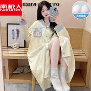南極人（Nanjiren）睡裙女春秋款帶胸墊卡通可愛(ài)長(cháng)袖中長(cháng)款裙子夏季睡衣家居服可外穿 SSM-US2605【自帶胸墊】 M 【75-100斤】