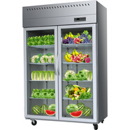 美菱（MELING）四門(mén)六門(mén)廚房冰箱商用廚房立式冷柜大容量飯店餐飲店后廚不銹鋼食堂廚房冰箱兩門(mén)大冷柜 844升對開(kāi)門(mén)-全冷藏