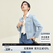 尚都比拉春秋經(jīng)典圓領(lǐng)小香風(fēng)外套女通勤減齡百搭女裝上衣 藍(lán)色 M 