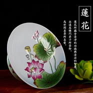 佛具用品國順陶瓷果盤浮雕果盤蓮花果碟水果盤佛堂家用供盤貢盤 7英寸浮雕盤