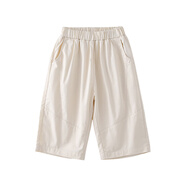 棉花堂兒童七分褲夏裝新款寶寶褲子女童童裝男童七分褲純棉寬松潮 米白 90/50